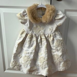 Janie and Jack fur collar holiday dress size 12-24 months